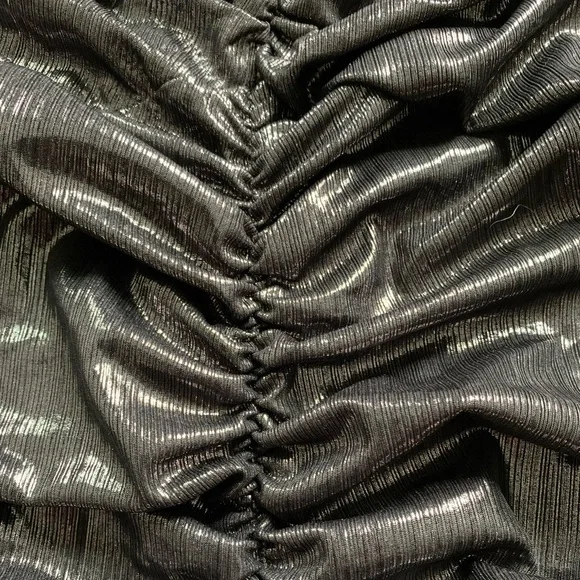 ZARA Metallic Black Ruched Camisole Top Size Medium - Picture 7 of 7